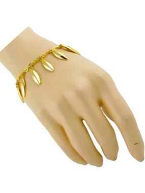 LAUREN RALPH LAUREN MSRP $64 Leaf Charm Gold Chain Toggle Bracelet